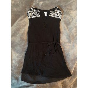 Black Embroidered Mini Dress
